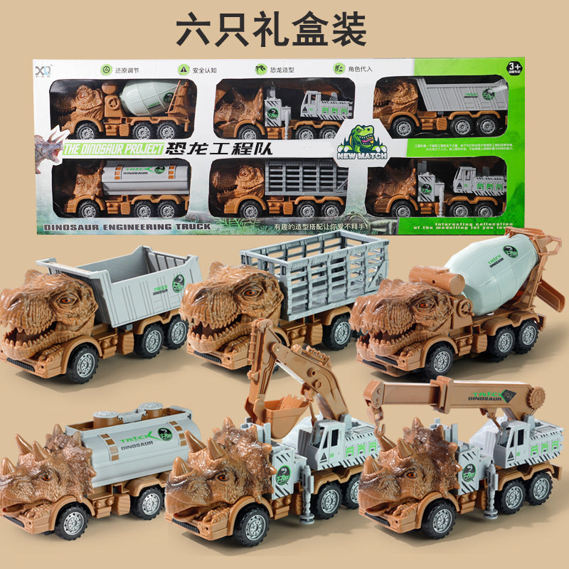 Large Children's Inertia Boy Toy Car Construction Vehicle Excavator Crane Dump Truck Mixer Truck Gift Box Set