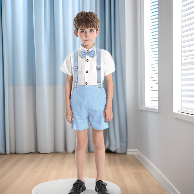Children's day performance dress summer boys' group suspender suit korean style flower boy kindergarten graduation suit