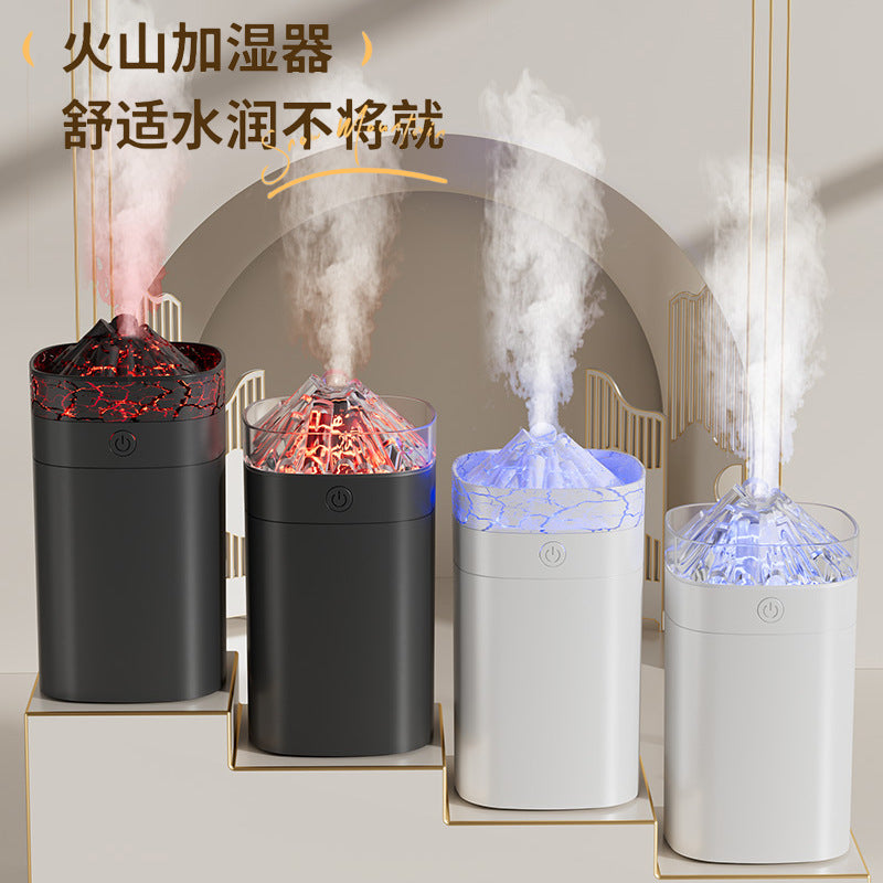 New volcano humidifier - desktop ambient light, large capacity, usb powered, silent mist maker for bedroom hydration