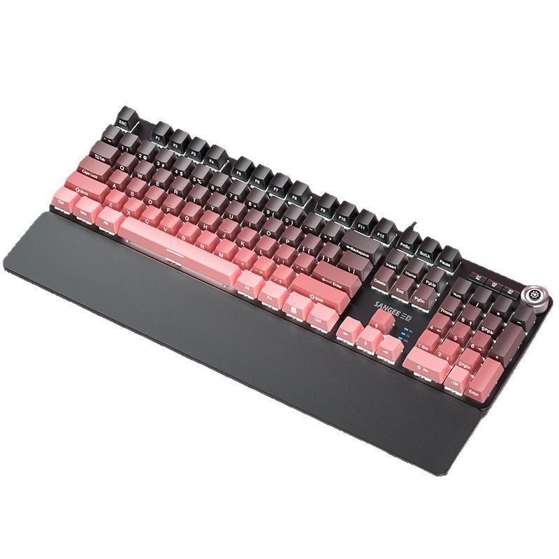 Sanju sku910 true mechanical keyboard with palm rest, wired esports gaming keyboard, dazzling gradient colors, knob, and side-printed keys