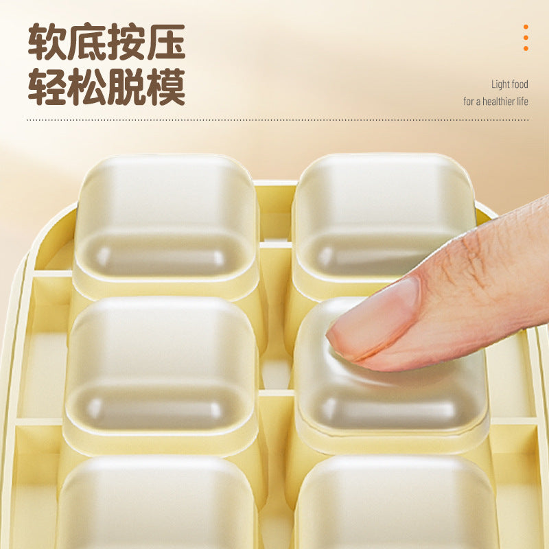 Food grade silicone ice cube square ice grid mold small block storage press type ice box storage box frozen ice abrasive tool