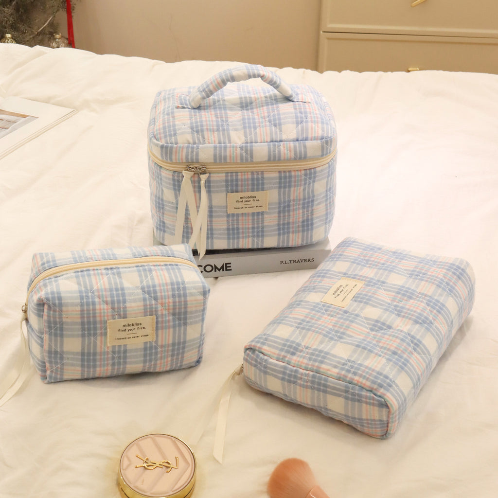Xintian plaid quilted cute cosmetic bag  explosion large-capacity toilet bag women's cosmetics storage bag