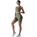 New high-waisted, butt-lifting, antibacterial yoga shorts - barely-there feel, sports bra, and quick-dry running & yoga set for women