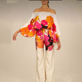 cross-border e-commerce european and american women's clothing: new summer collection - printed off-the-shoulder loose batwing sleeve wide-leg pants set