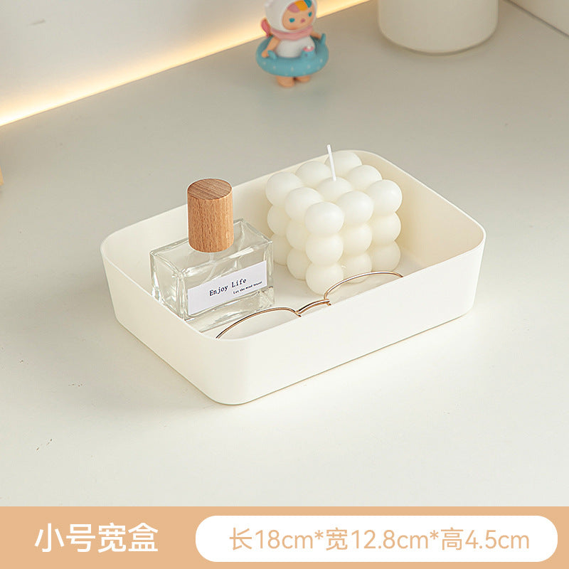 Entry entrance storage box Square plastic box Desktop uncovered earphone key Perfume finishing storage box can be stacked