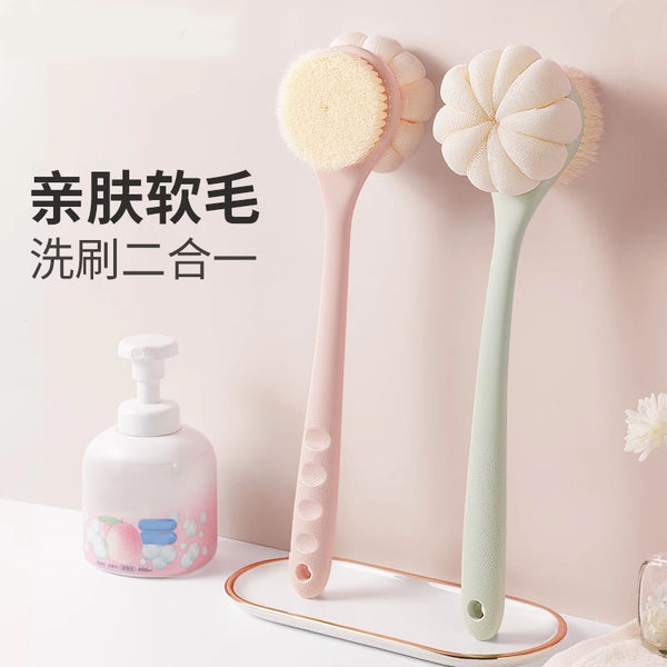 2-in-1 bath brush back brush back bath brush long handle soft bristle double-sided brush rubbing back does not ask for artifact