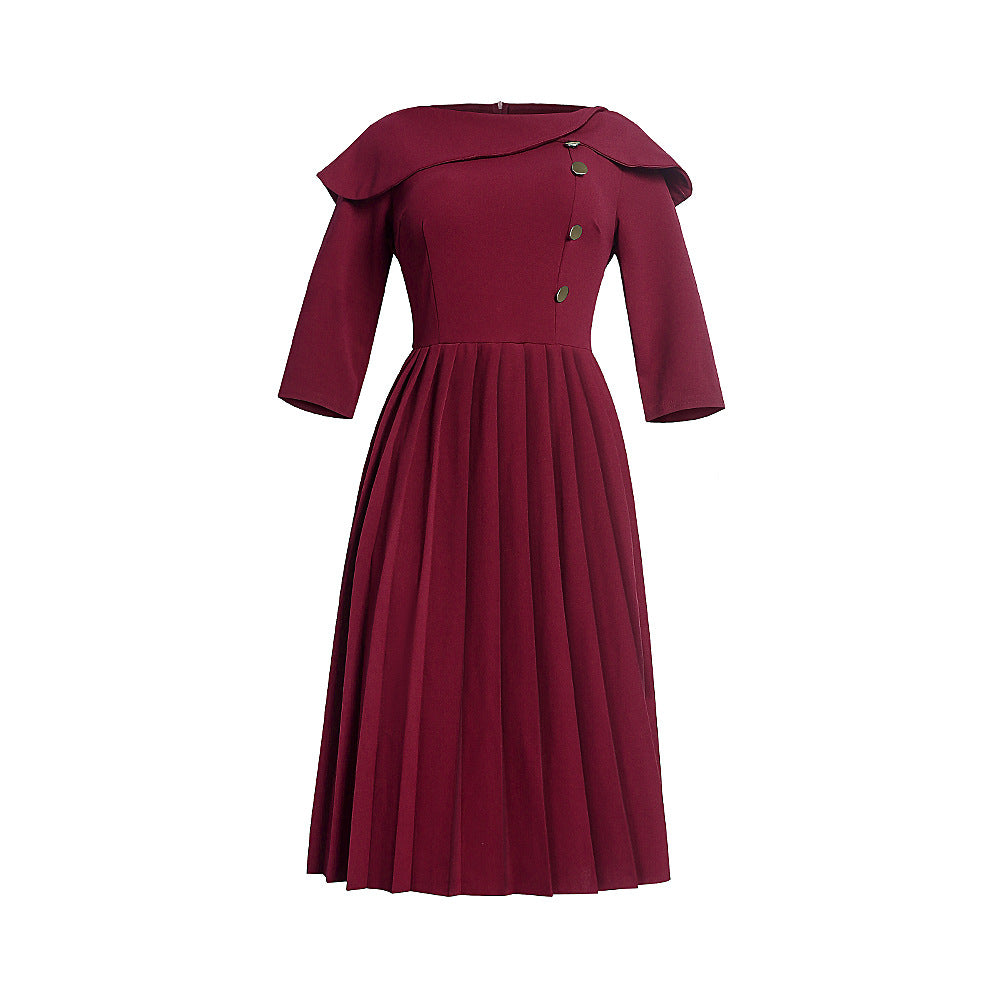 European and american independent station women's clothing   work clothing style pleated skirt waist slimming lookplus size african dress