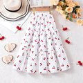 Girls' midi skirt, floral print flowy skirt