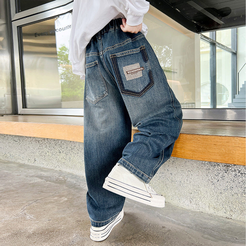 Boys' spring denim jeans - new  styles for spring and autumn. trendy and stylish long pants for older boys and big kids. loose fit, fashionable