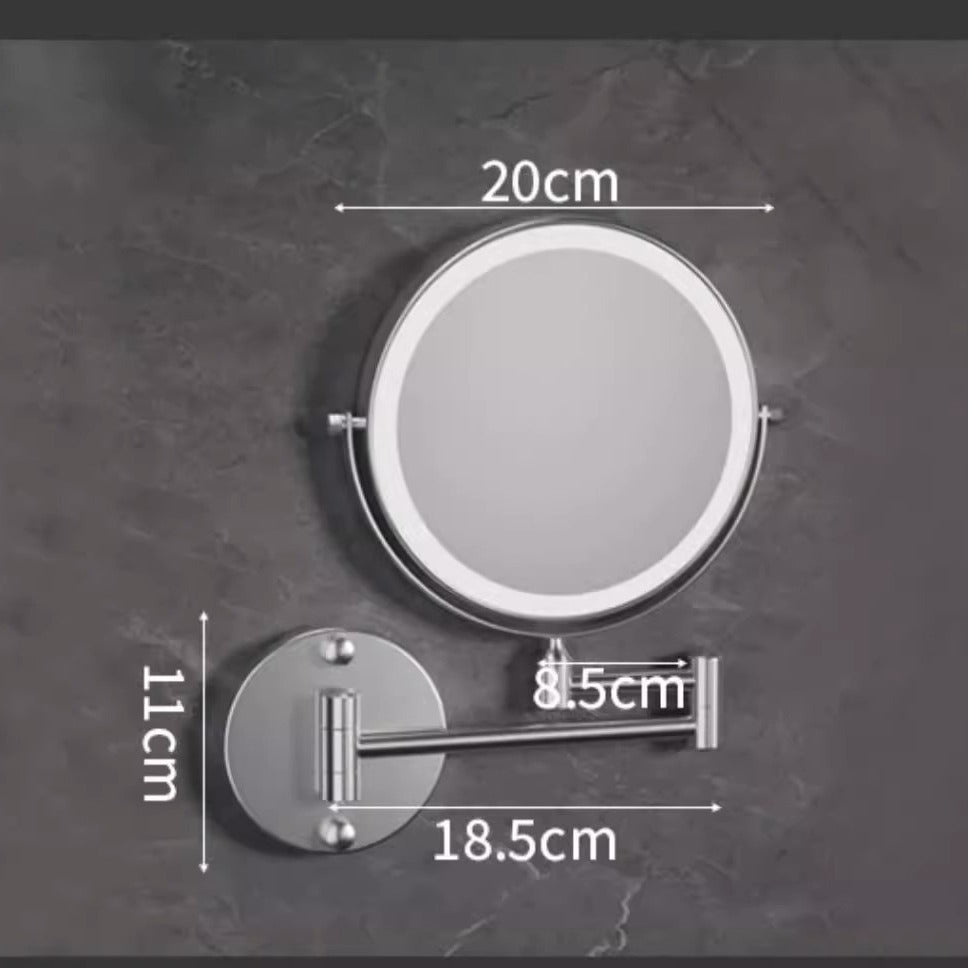 Wholesale cosmetic mirror led non-punching wall hanging folding lamp mirror hotel bathroom telescopic double-sided cosmetic mirror