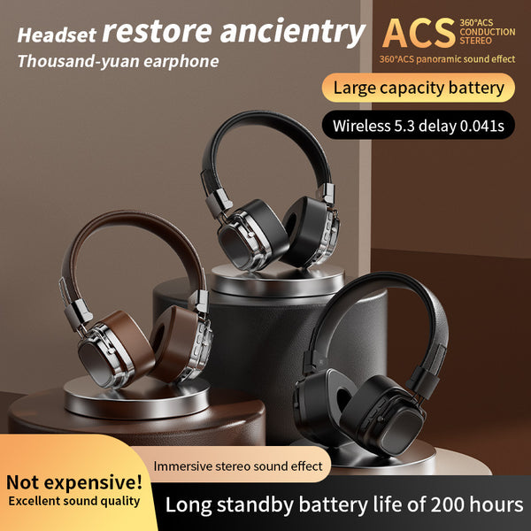 2024 new ins American retro style wireless bluetooth 5.3 headset subwoofer headset mobile phone computer