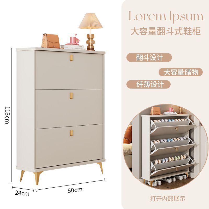 Tipping shoe cabinet solid wood for home door new arrival large capacity entrance cabinet small narrow shoe rack