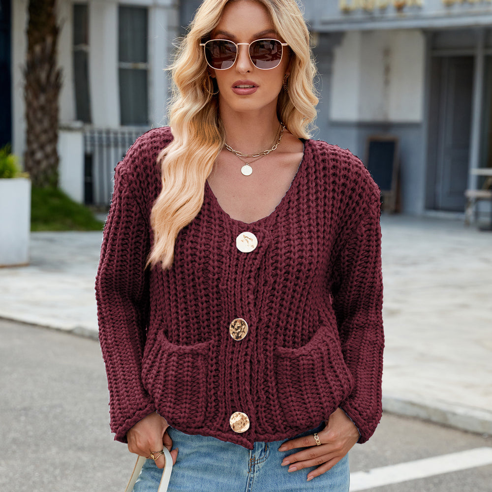 Fashion cross-border women's clothing  independent station new v-neck three-button sleeveless cardigan sweater vest
