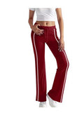 cross-border  women's solid color fashion drawstring elastic waist wide leg pants - activewear & casual trousers