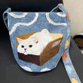 2025 korean-inspired canvas tote bag: large capacity, effortless style, canvas cat design, unique and trendy shoulder/crossbody bag