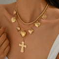Cross pendant wholesale european and american cross-border stylish hip-hop punk heart clavicle chain accessible luxury niche stacking necklace