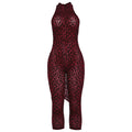 European and american style  autumn  new arrival: unique streetwear trendy printed sleeveless bodycon backless jumpsuit for women