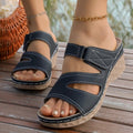 Plus sizeexportnew arrivalwomen's summer open toe outwear slippers thick sole wedge beach one-line plus size sandals