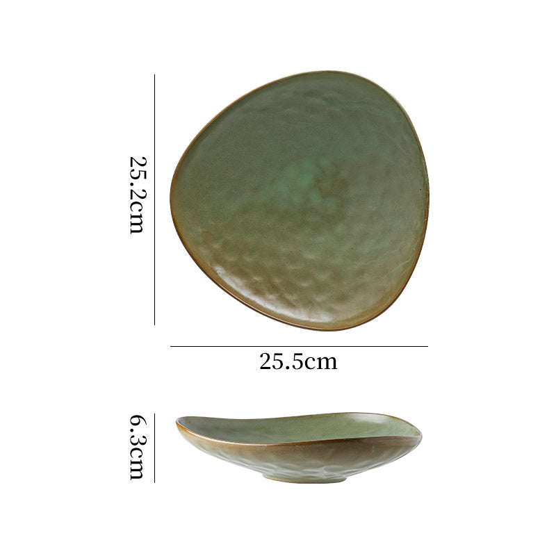 Personalized ceramic retro stoneware ceramic tableware triangular dessert plate restaurant hotel business ceramic salad plate