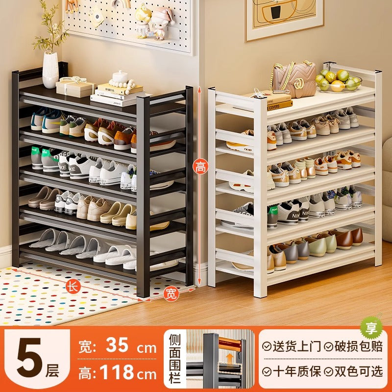 Household steel shoe rack door floor-standing multi-layer storage rack simple shoe cabinet entrance door rear storage rack