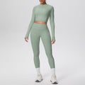 Cropped zip-up yoga set: high-waisted, butt-lifting leggings with pockets - perfect for running, fitness, and casual wear