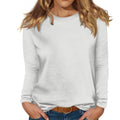 cross-border new women's round neck long sleeve solid color fleece-lined base layer top