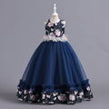 Ready-to-ship wholesale children's formal dresses, featuring a petal waistband and princess silhouette, perfect for little girls' birthdays, piano recitals, and performances