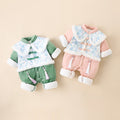 Baby autumn/winter chinese style romper, newborn girl cute princess full month hanfu, fleece-lined quilted outfit