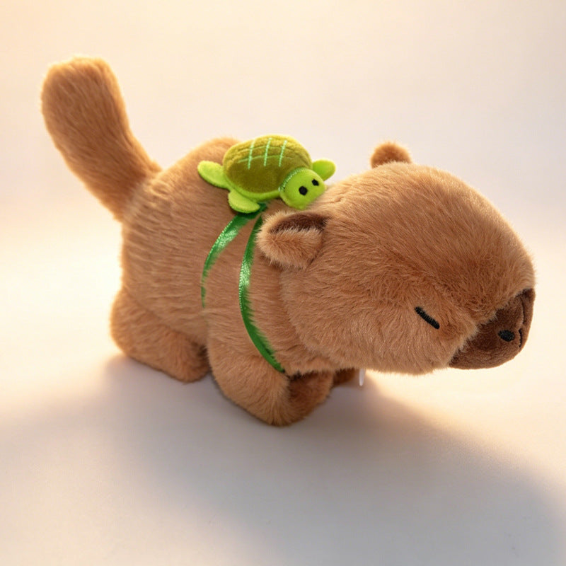 Influencer capybara slap bracelet - plush doll style wristband with frog, turtle, and football charms - soft, cute, and stress-relieving
