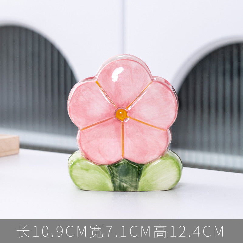 Tulip flower makeup brush holder office pen holder - trendy ins style bedroom decor desktop organizer