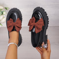 Exportbows british style slip-on small leather shoes for women spring autumnew arrival cross-border plus size thick heel flats women's shoes