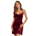 fall/winter new arrivals: export-quality european & american style sexy backless party mini dress - velvet slip dress