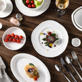 Minimalist blue and white polka dot ceramic bowls, plates, and dishes - perfect for home, restaurant, western cuisine, steak, high-end hotel, and unique dessert presentation