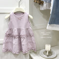 Girls'  new korean style summer dress - trendy cotton dress for kids, fashionable solid color skirt, sweet and stylish for girls