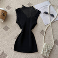 Sweet work clothing style half mesh high collar camisole women's summer outwear silmslimming lookknitting sleeveless tops