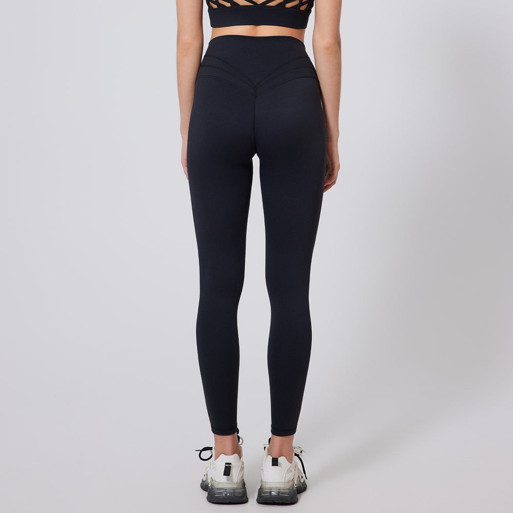 Fashion nude high waist yoga pants women's no embarrassment line breathable sports tights v line hip lifting fitness pants
