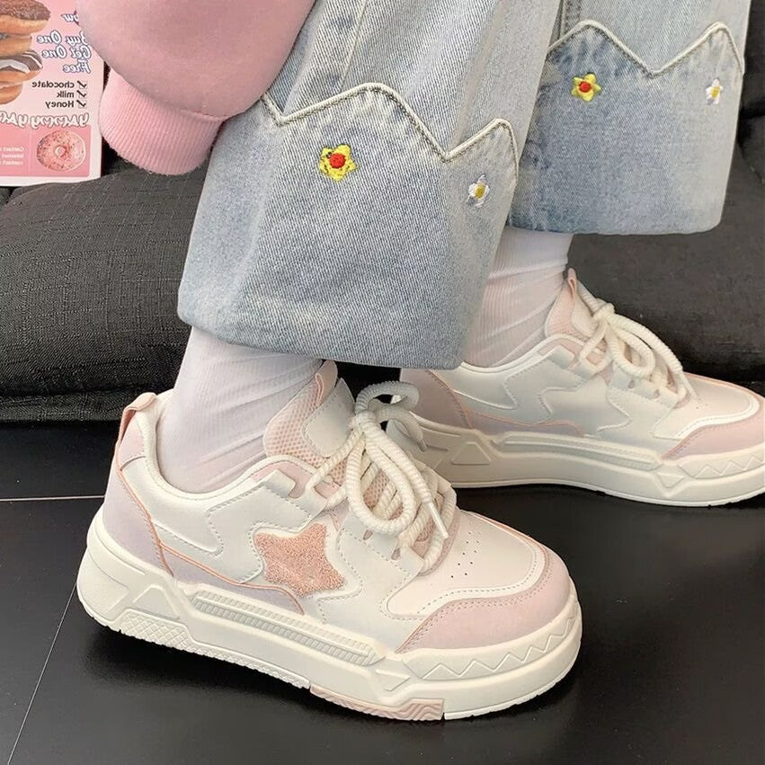 Best selling star white shoes women's 2026 new arrival sneakers easiest for match breathable spring & fallthick solecasual sports women's shoes