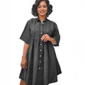 Summer  cross-border plus size women's fashion: european and american street style new trendy denim short-sleeve slim-fit dress