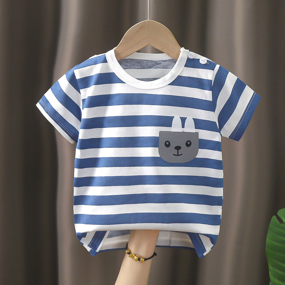 Kids' short-sleeve t-shirt, 100% cotton, baby undershirt, boys' and girls' summer top, 0-7 years old, dropshipping available