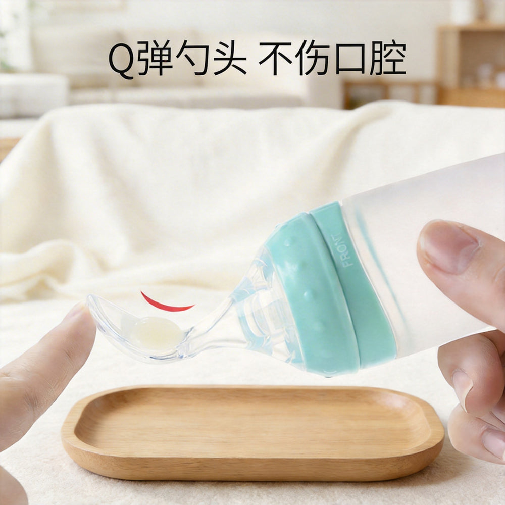 Silicone complementary food spoon squeeze feeding spoon rice paste bottle rice noodles feeding water handy gadget baby complementary food tools manufacturer wholesale