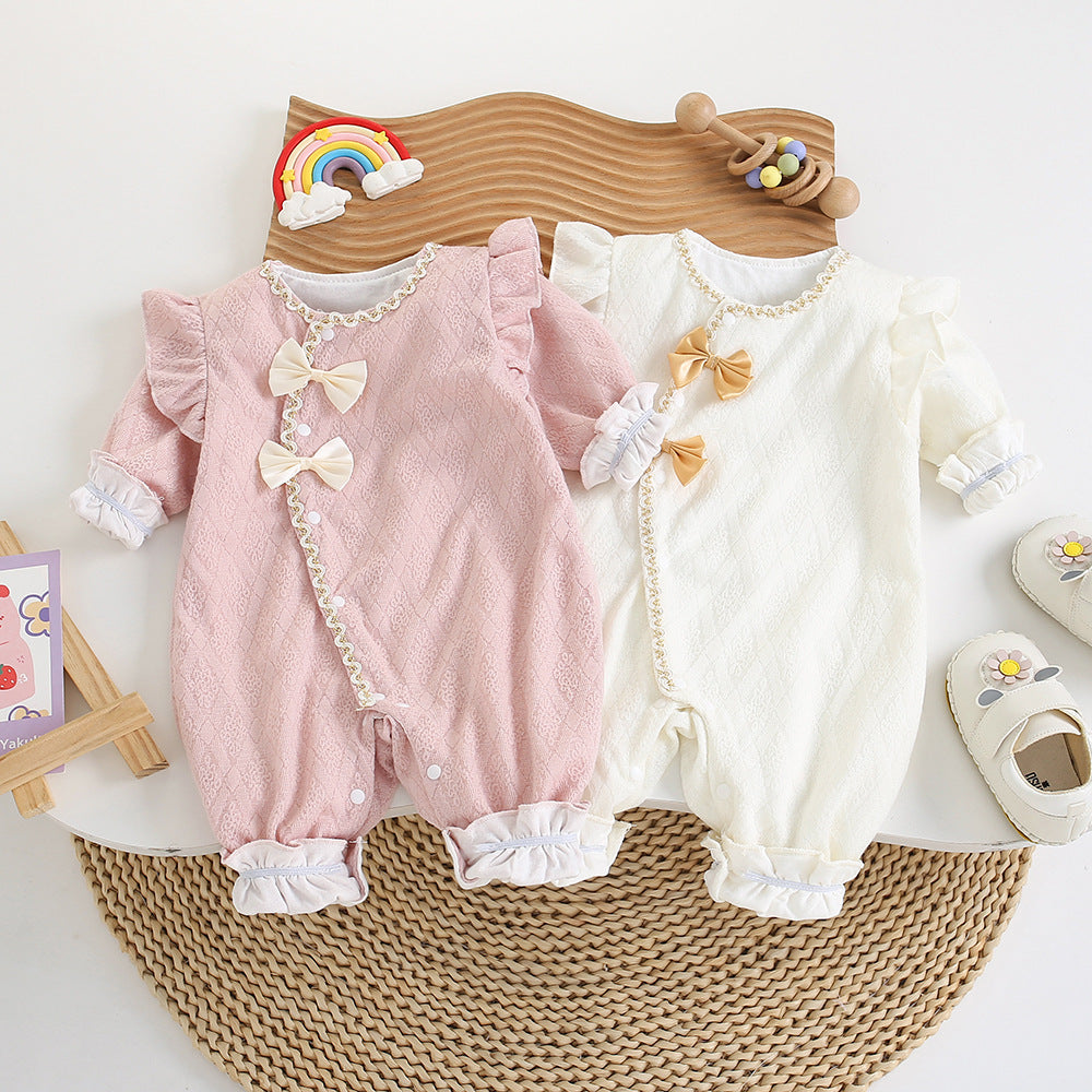 Baby spring autum tweed style double layer long sleeves jumpsuit, western style, cute princess, newborn baby girl outing clothes