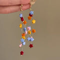 Summer color dopamine star tassel earrings - unique design, sweet style, perfect for vacation