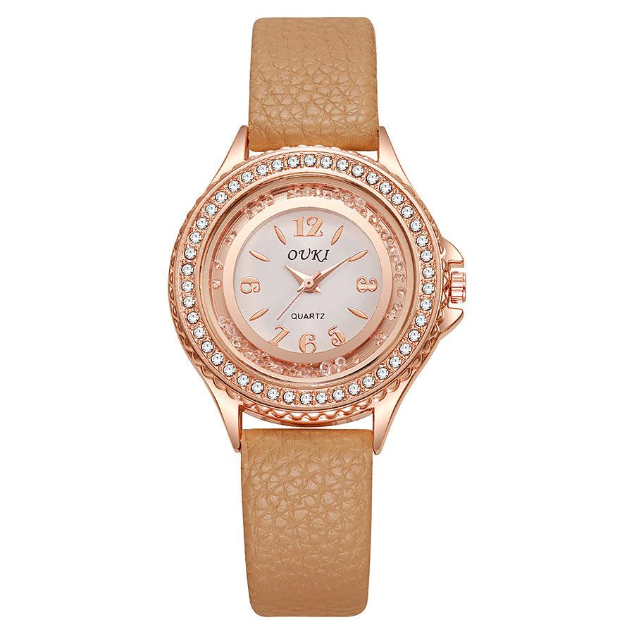 2025 new luxury rhinestone women's watch - fashionable and minimalist round quartz wristwatch for female students - wholesale