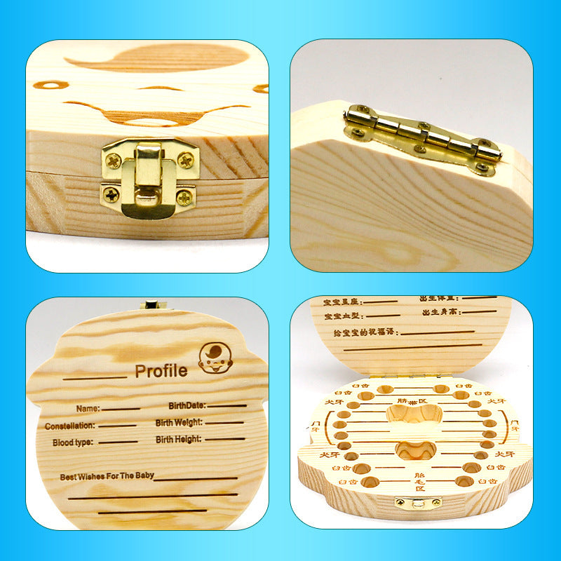 Children's deciduous teeth commemorative box Boys and girls deciduous teeth box Tooth storage box Wooden baby replacement tooth preservation box