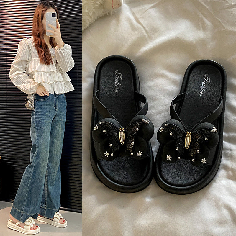 Popular internet celebrity good sandals women's summer new arrivaloutweareasiest for matchthick soleheight-increasing beach flip-flops