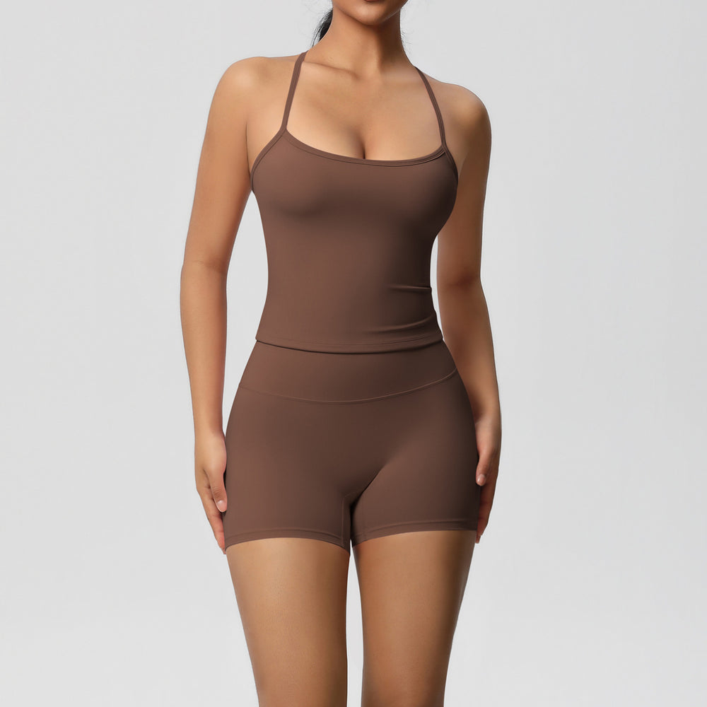 Ready-to-ship, solid color, double-sided brushed, racerback, longline tank top for women. perfect for running, fitness, yoga, and other workouts