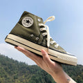 Dropshipping special: 1970s canvas high-top sneakers for men - glossy, retro korean style, versatile student shoes, trendy footwear for men