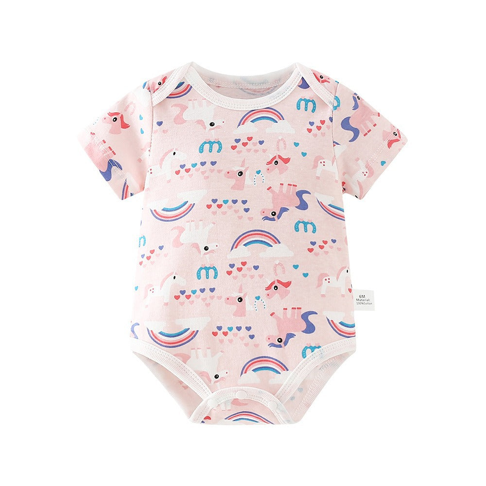 baby romper spring autum triangle crawling short-sleeved male and female baby cotton 0-1 year old one-piece girl butt-covering clothes