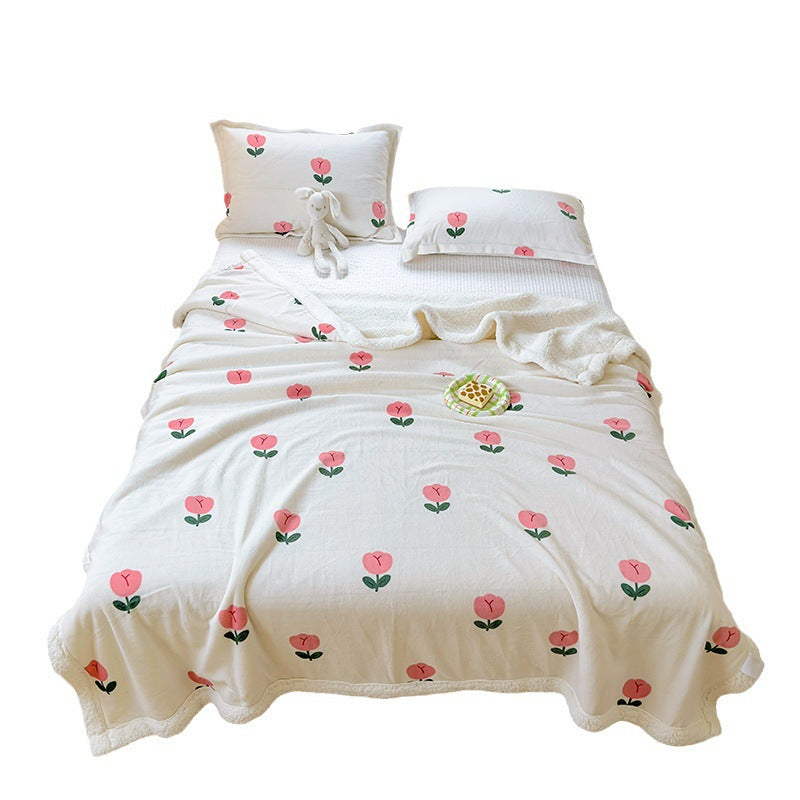 Winter Flannel Blanket Thickened Warm Lamb Fleece Blanket Office Nap Coral Fleece Blanket Milk Fleece Blanket