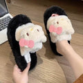 Cute cartoon cotton slippers for women, new autumn/winter 2025 collection, outdoor wear, thick sole, height increasing, fuzzy warm slippers